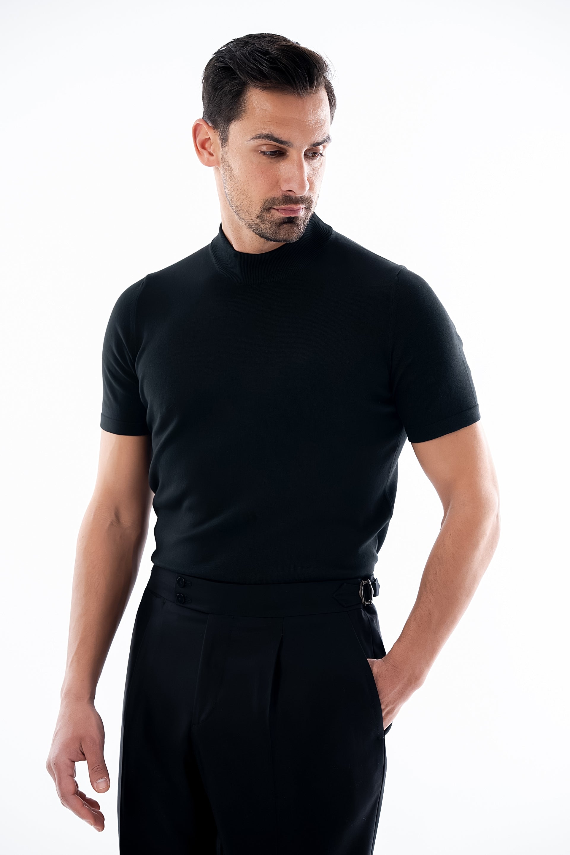 Egyptian Cotton Black Knitted Tshirt
