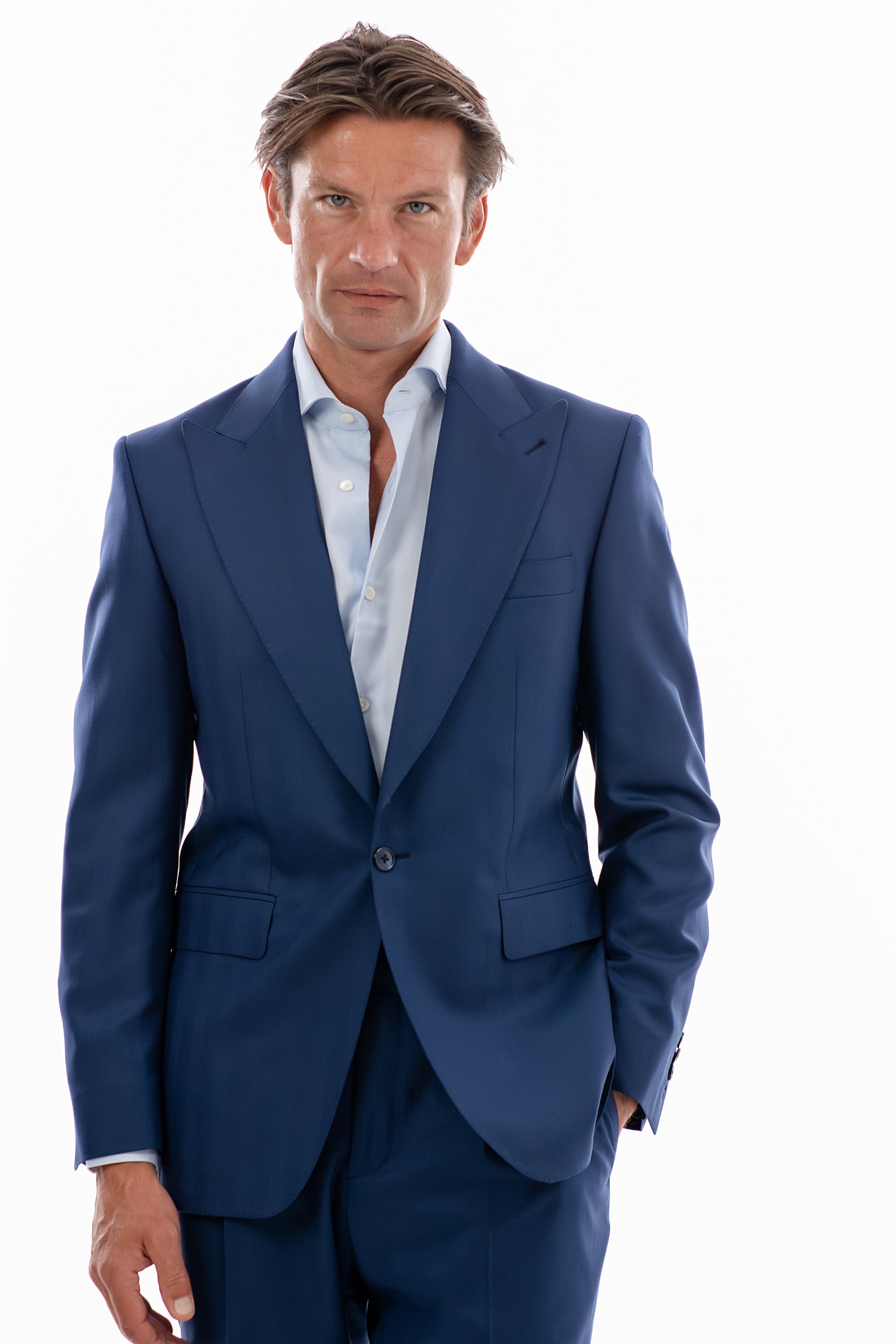 Blue Herringbone Trousers