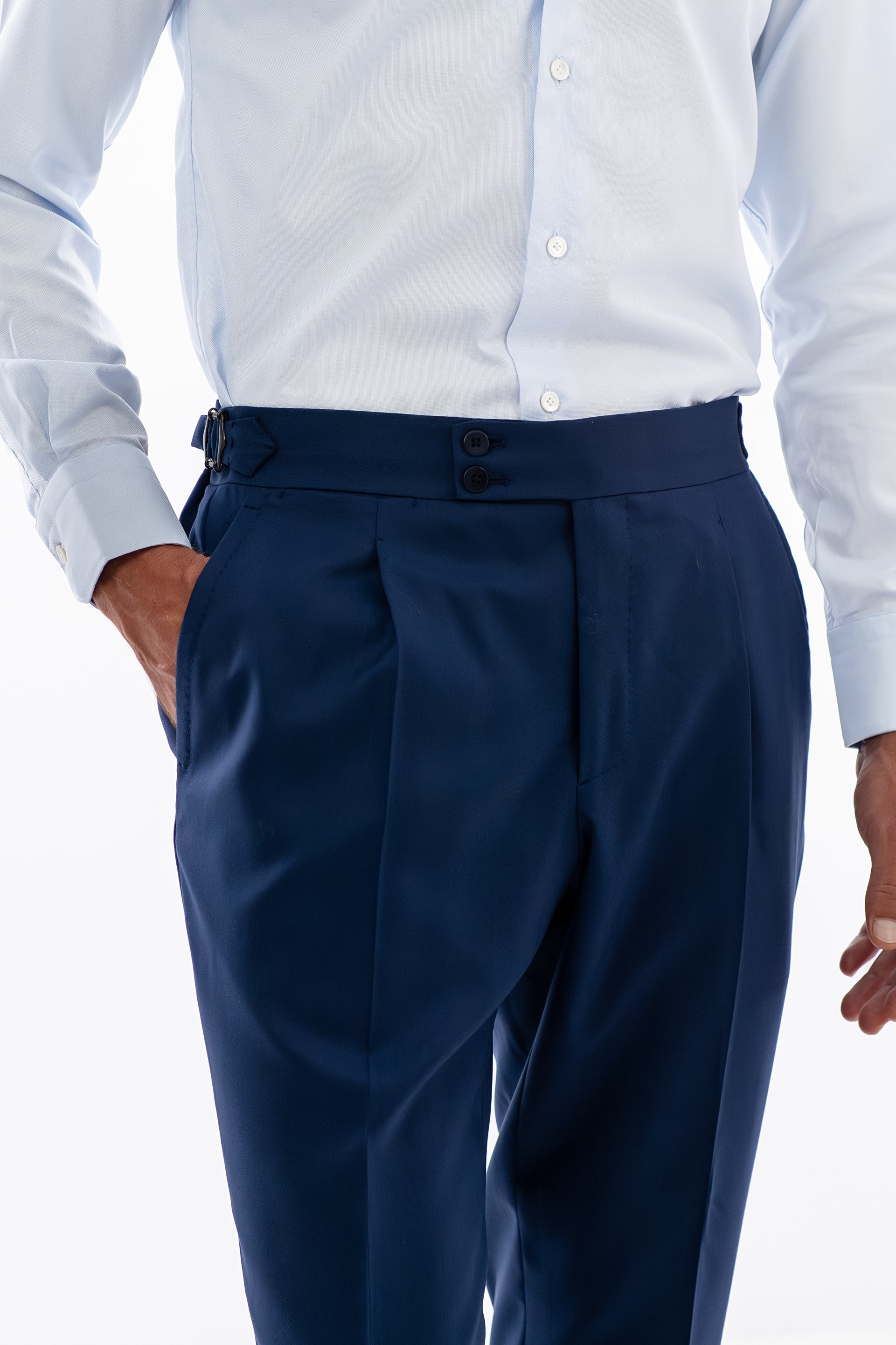 Blue Herringbone Trousers