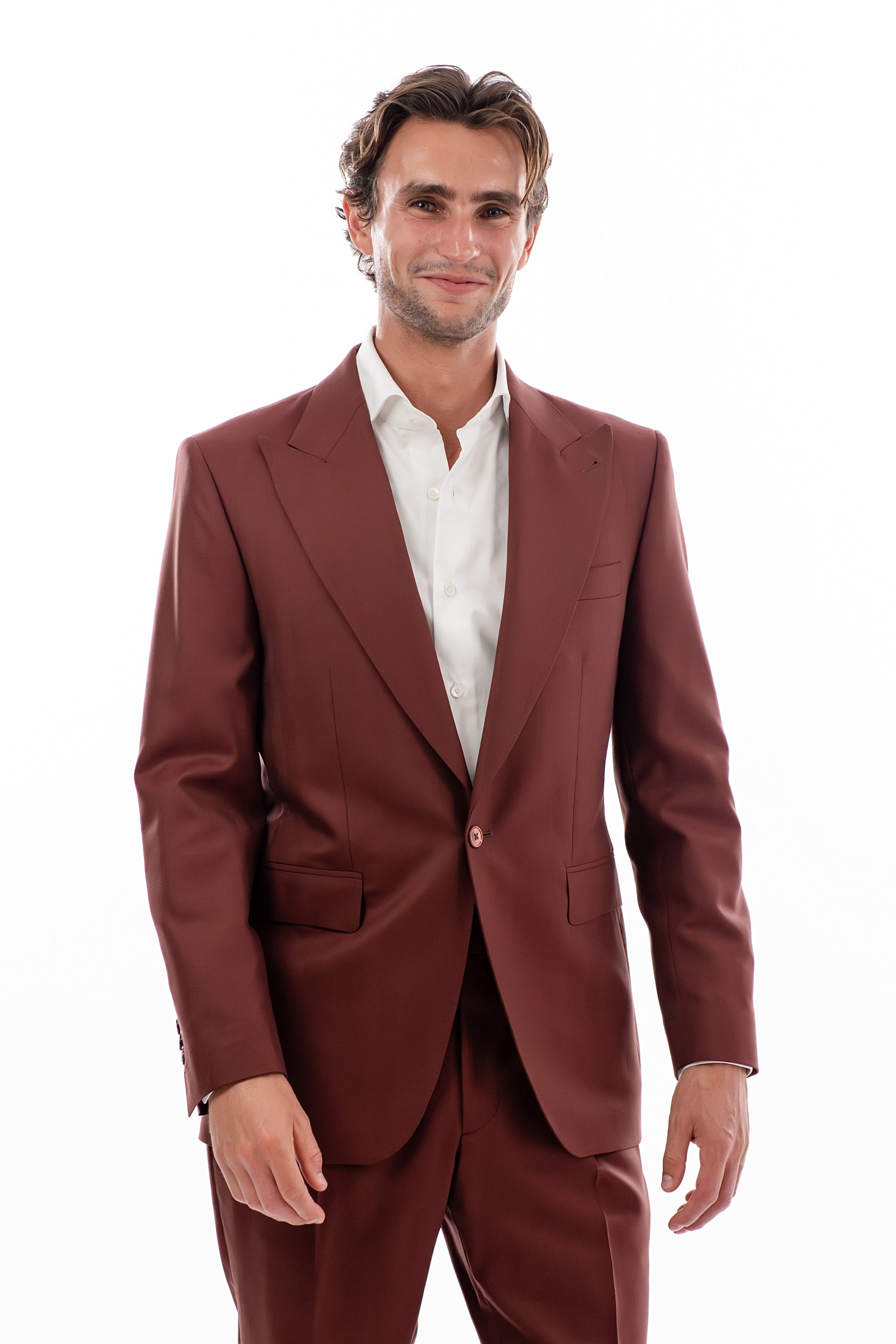 Burgundy herringbone suit