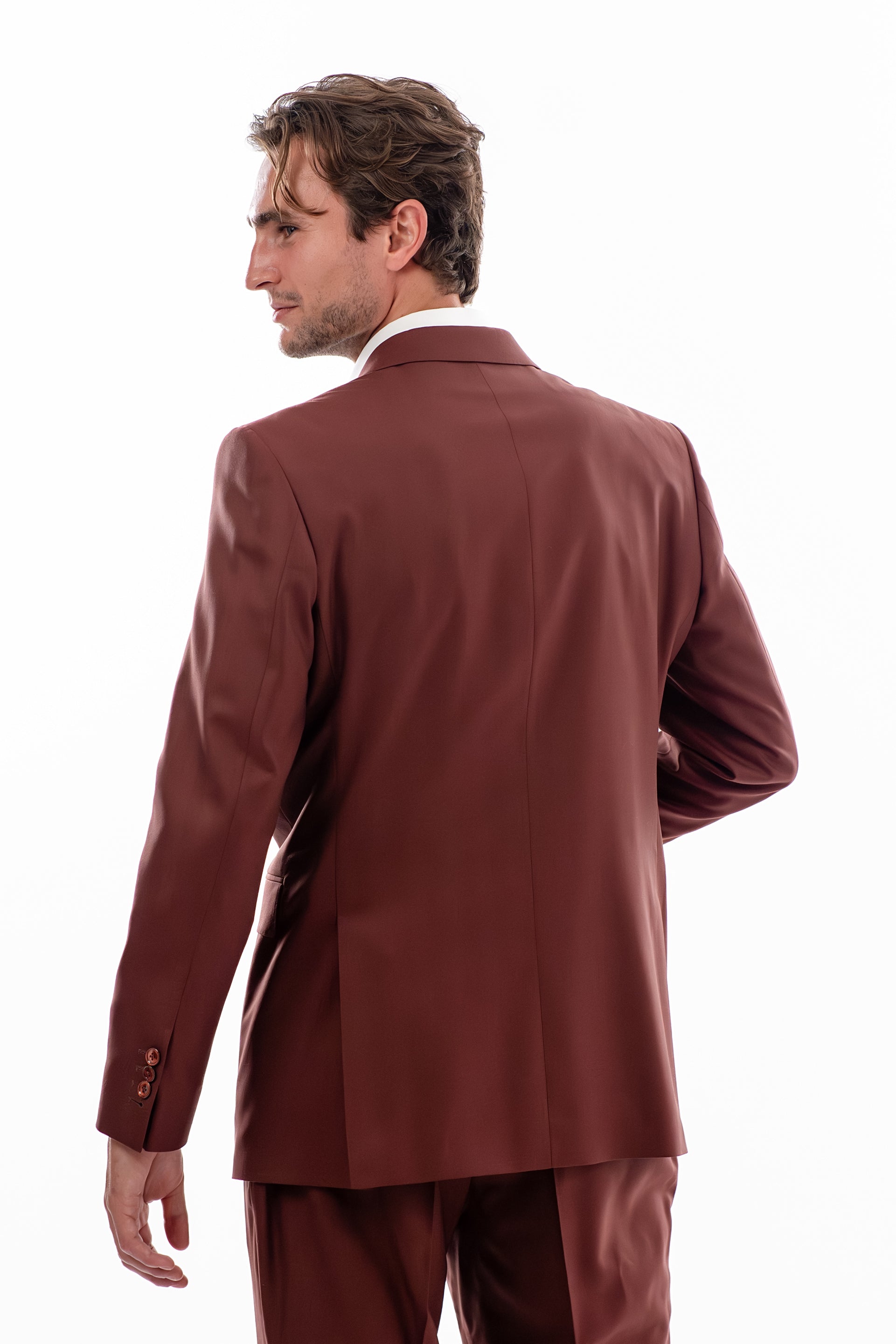 Burgundy herringbone suit