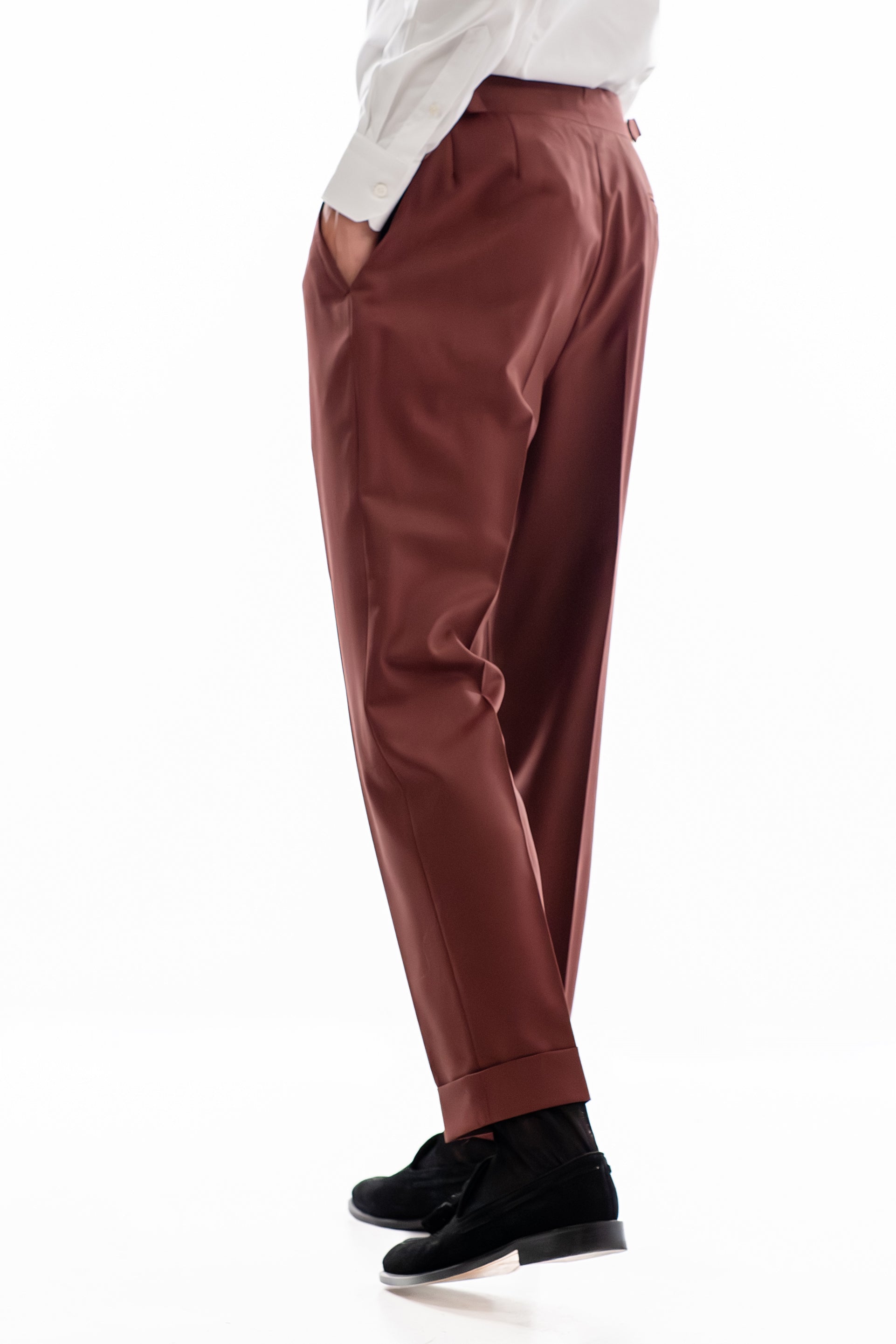 Burgundy Herringbone Trousers