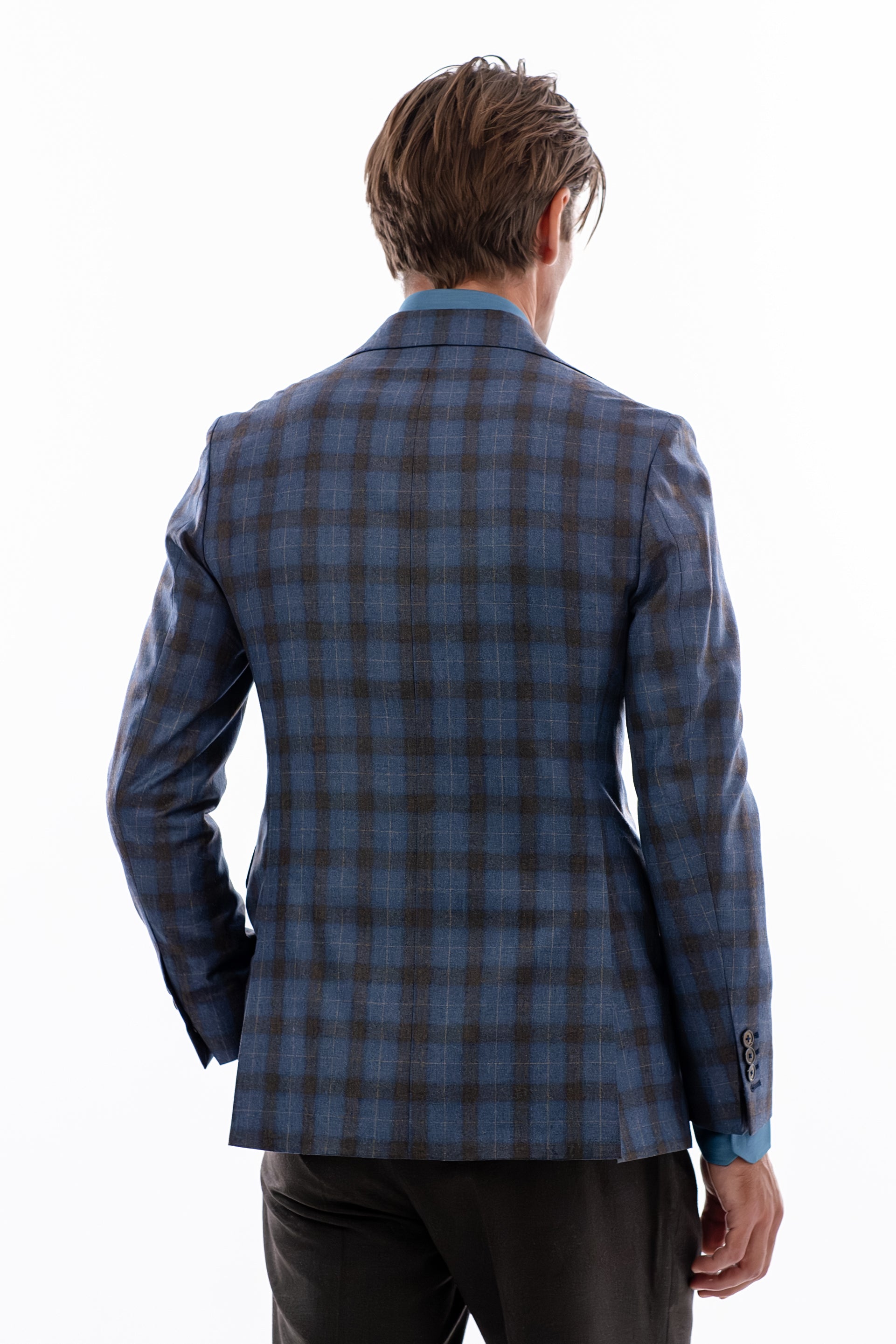 Ciel and brown windowpane blazer