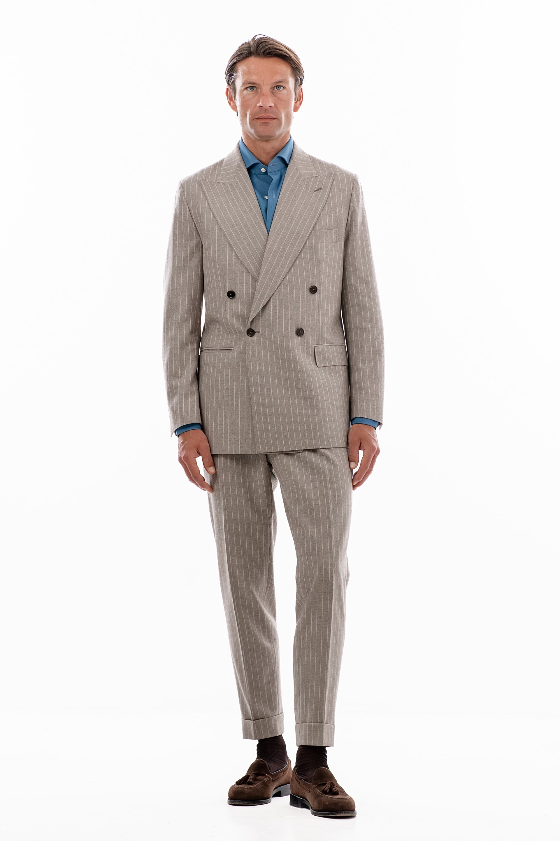 Beige Pinstripe Skyfall Suit
