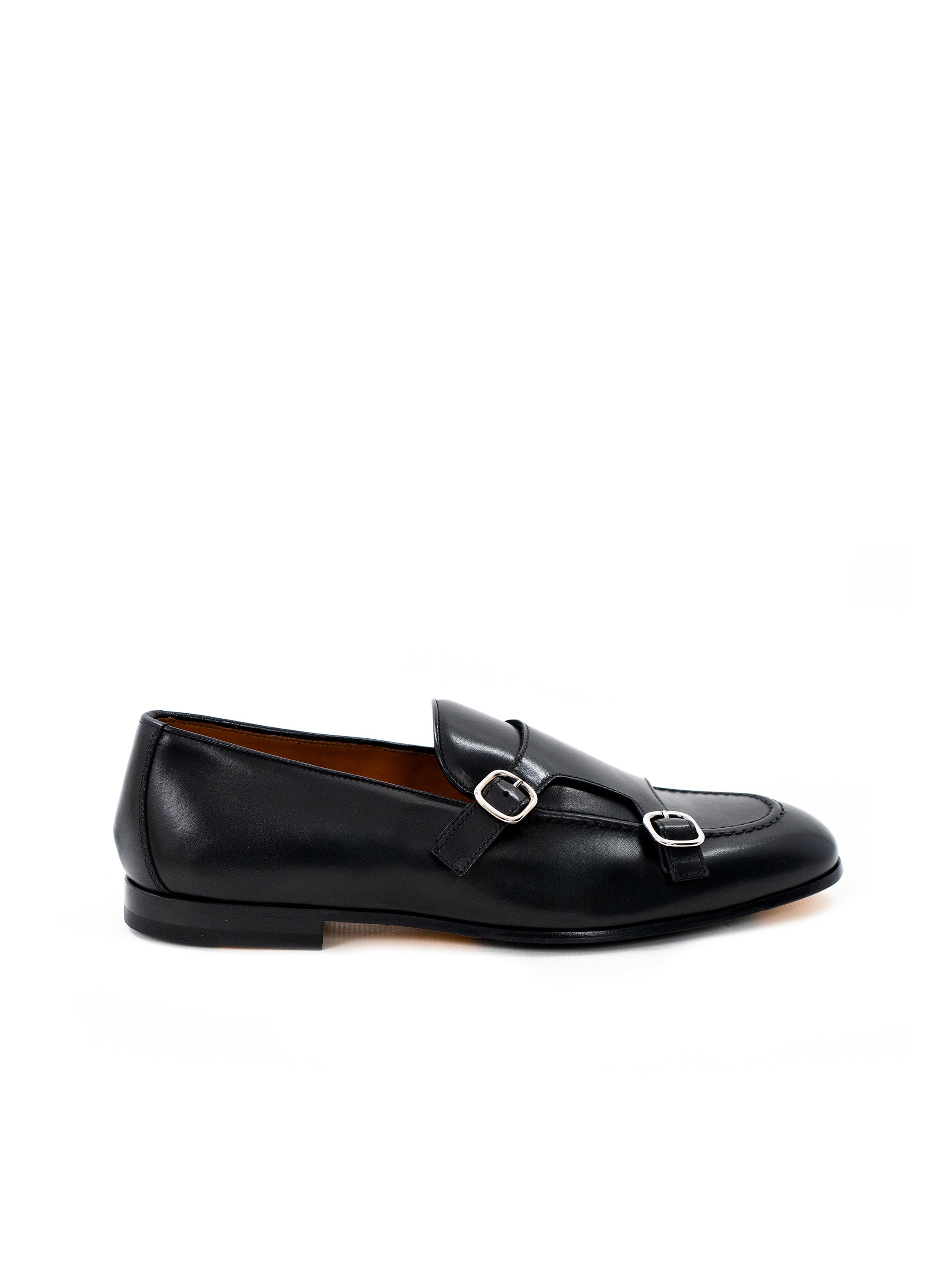 Black double monk loafers