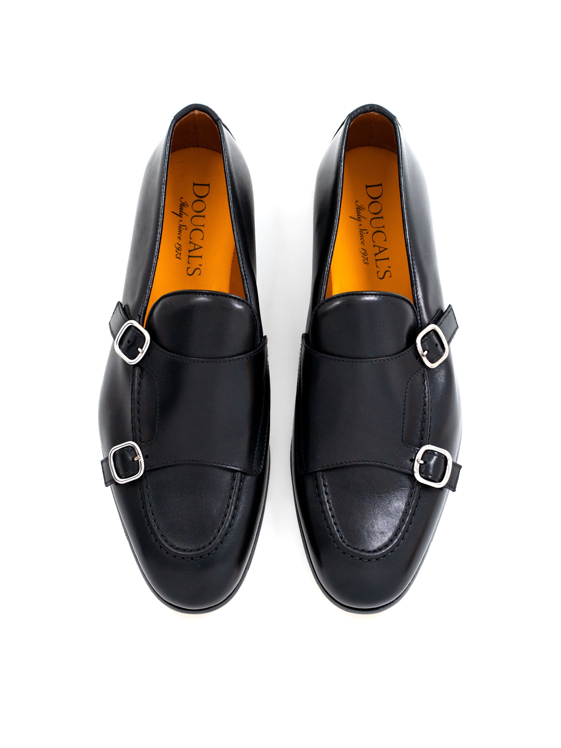 Black double monk loafers