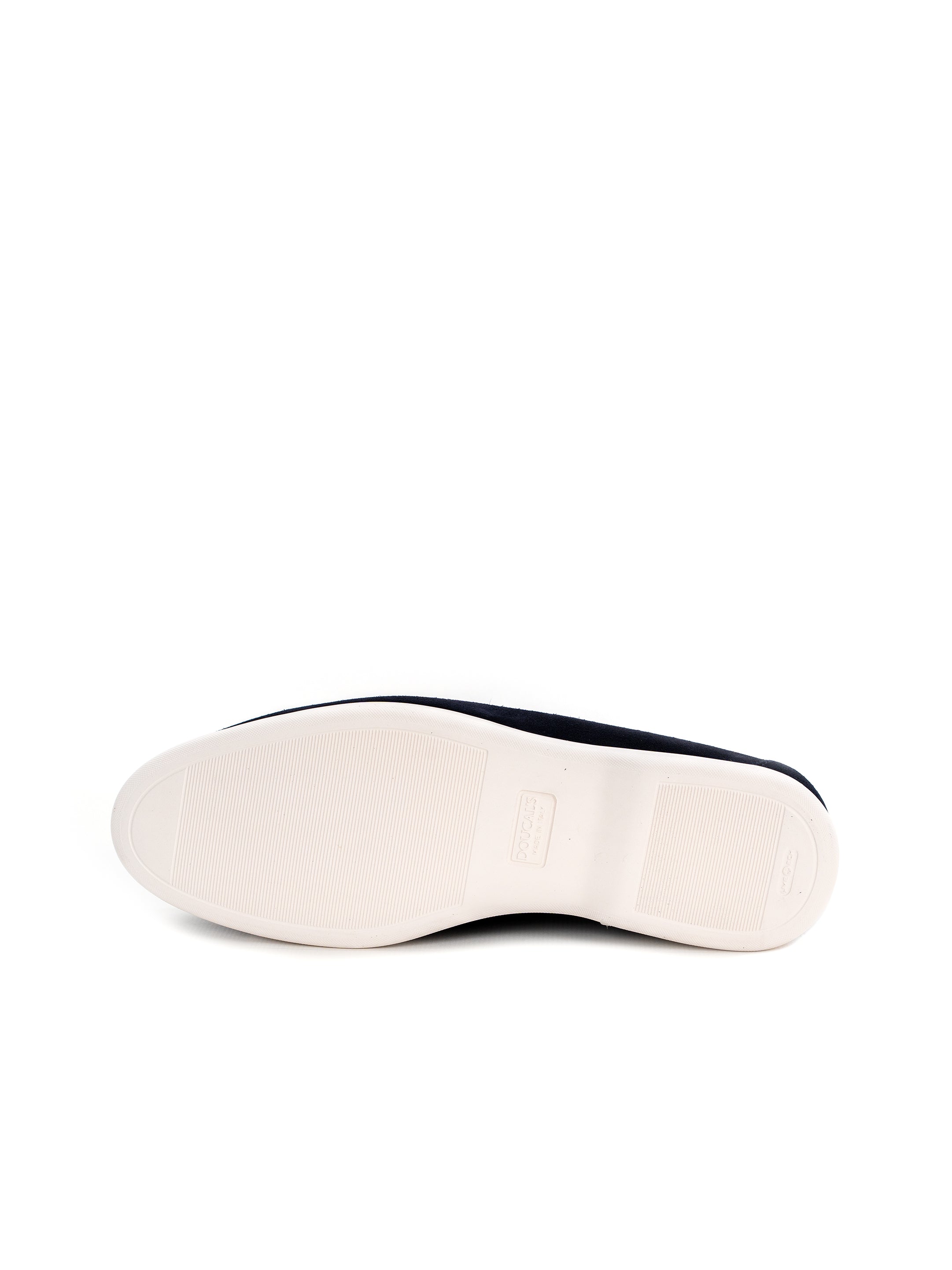 Blue suede loafers white sole