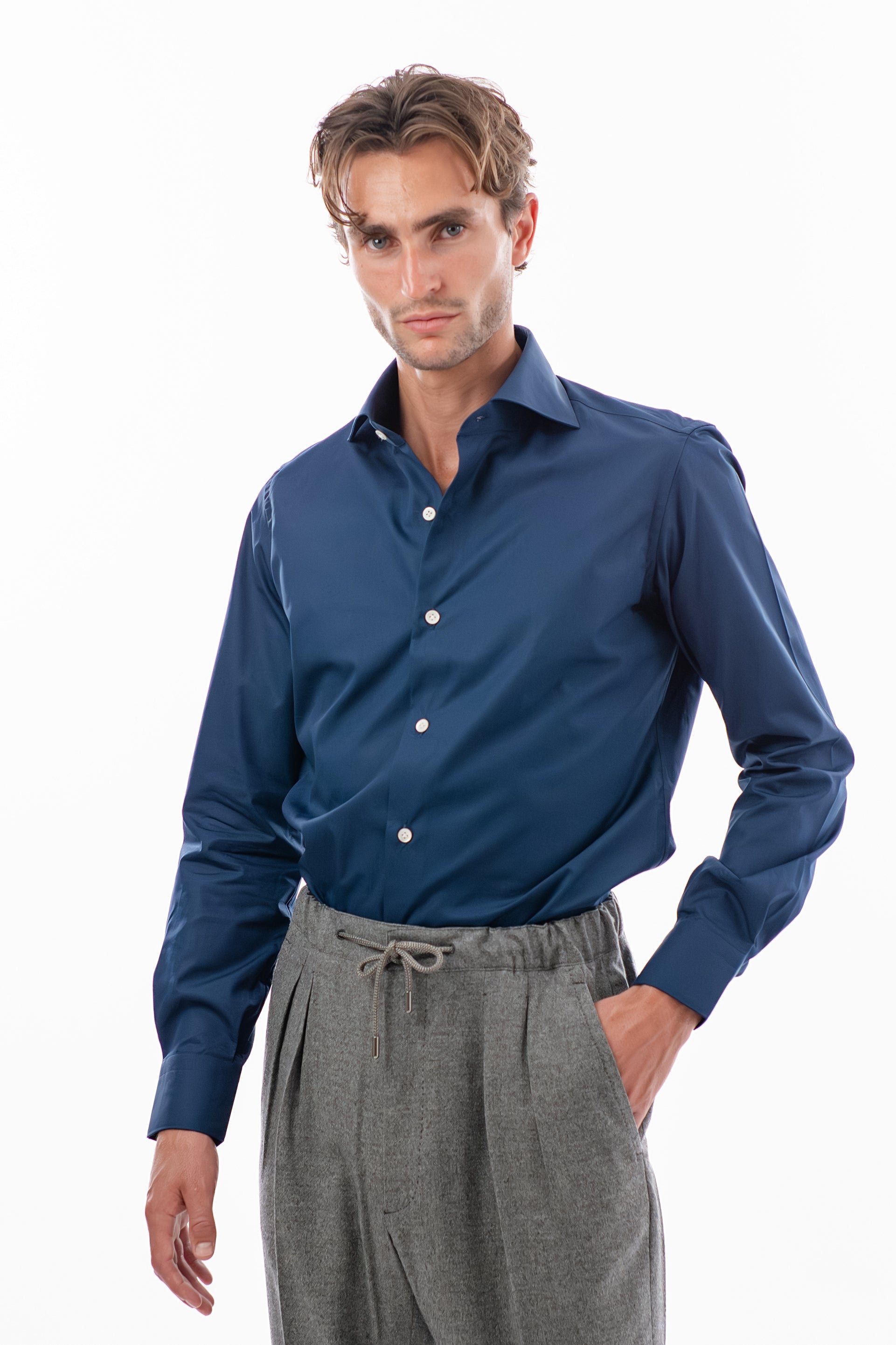 Blue poplin shirt