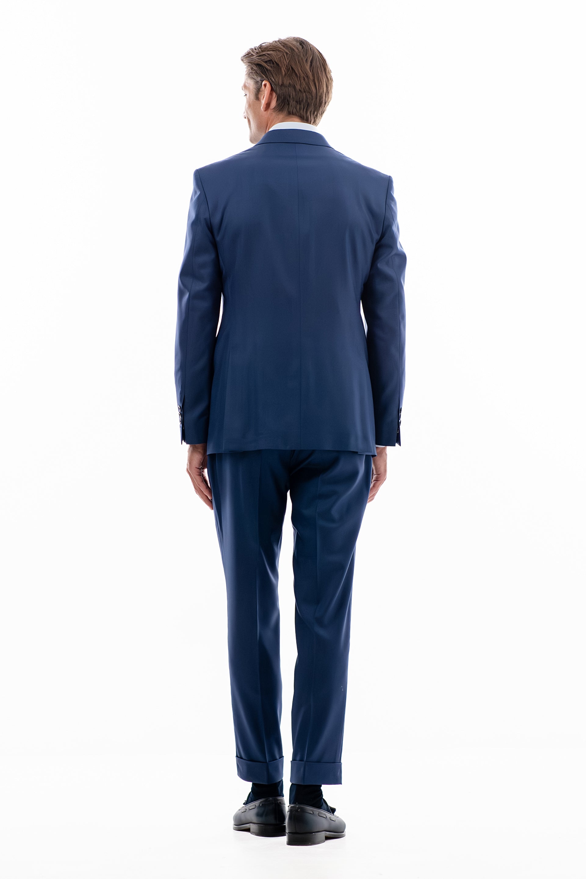 Blue herringbone suit