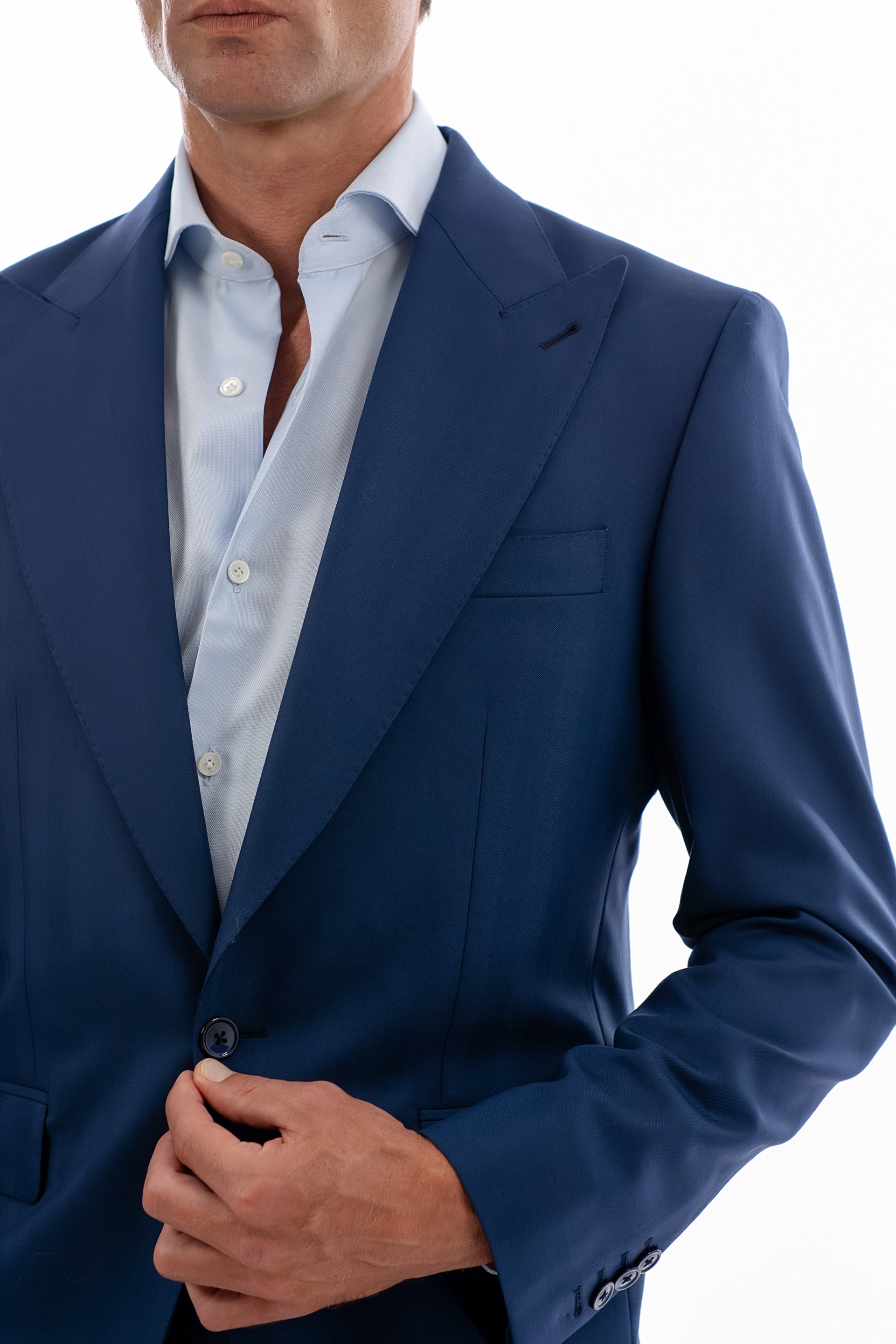 Blue herringbone suit