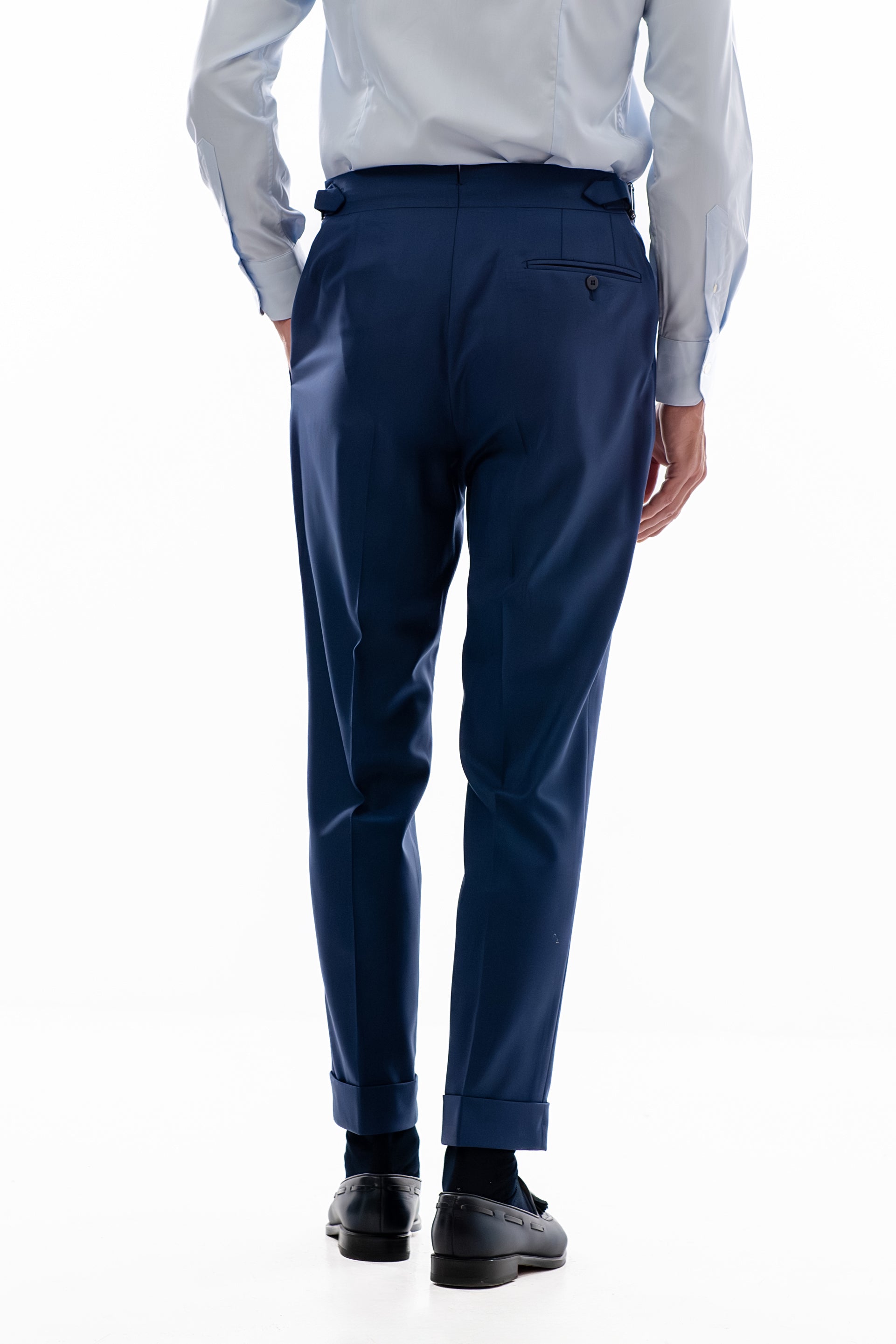 Blue herringbone pants