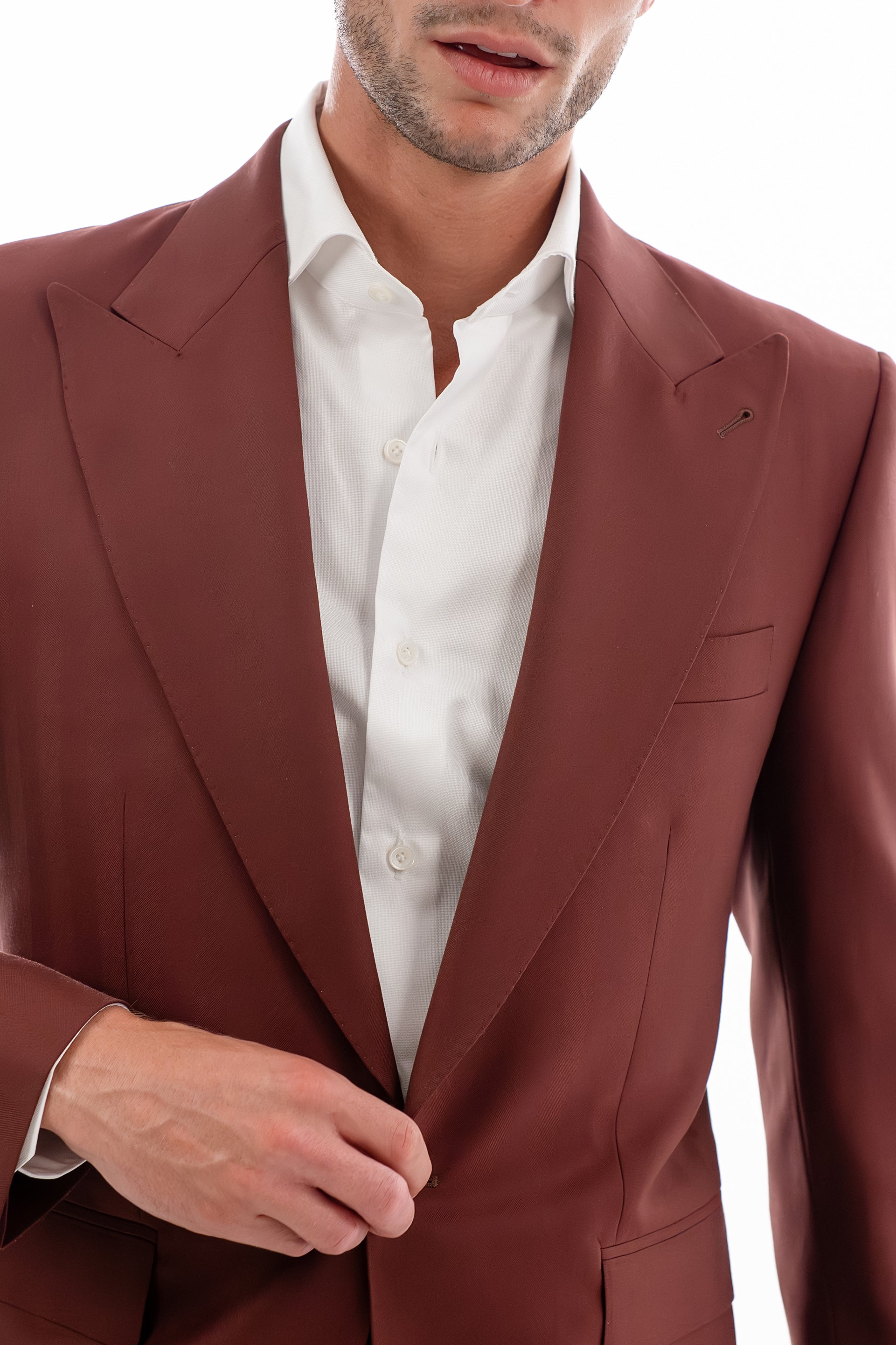 Burgundy herringbone suit