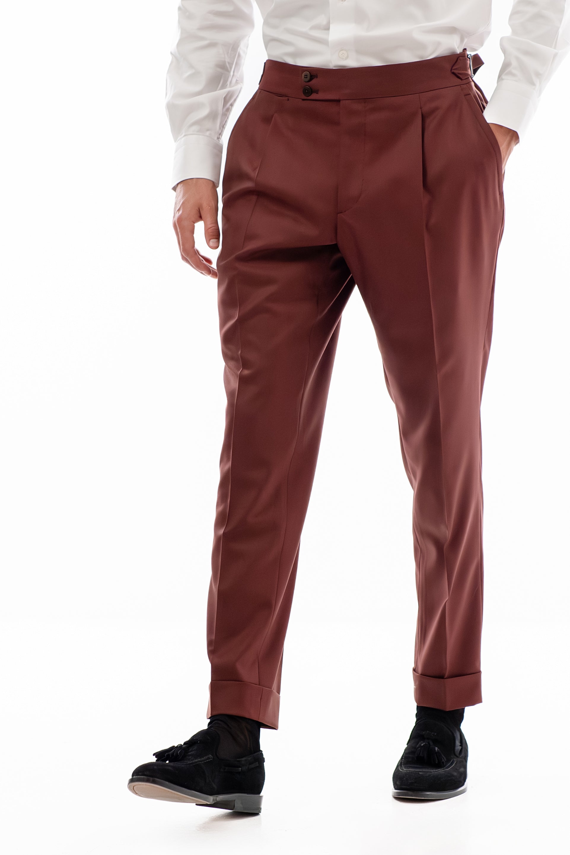 Burgundy herringbone pants