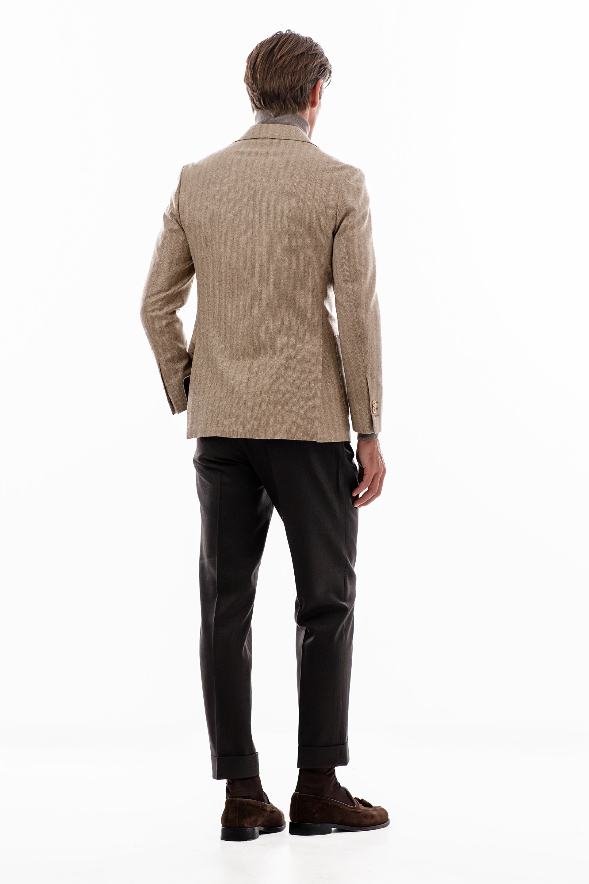 Beige Herringbone Blazer