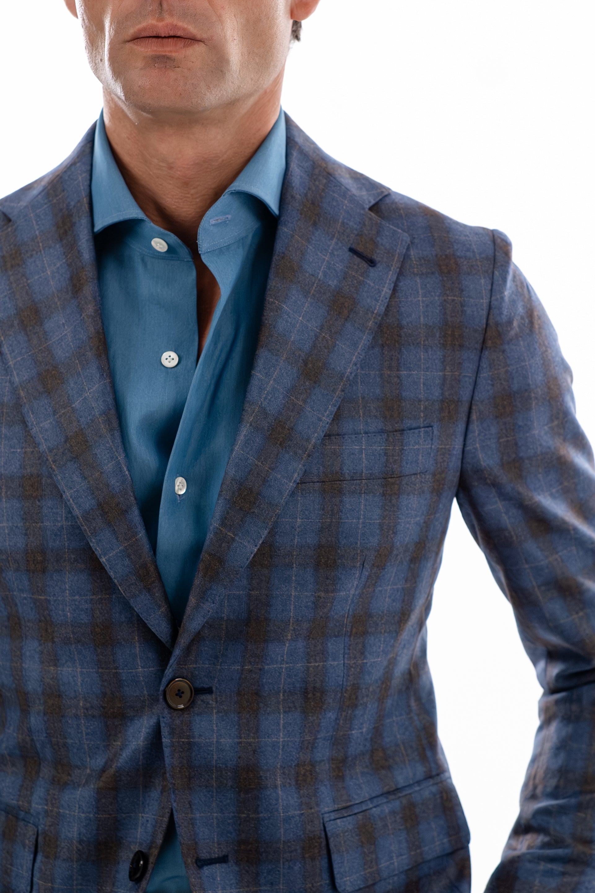 Ciel and brown windowpane blazer