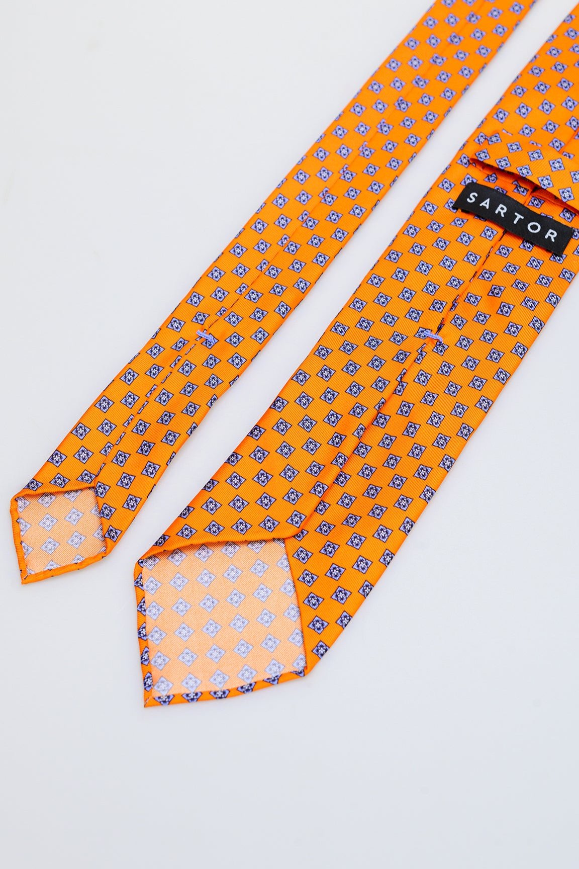 3fold orange fancy silk tie