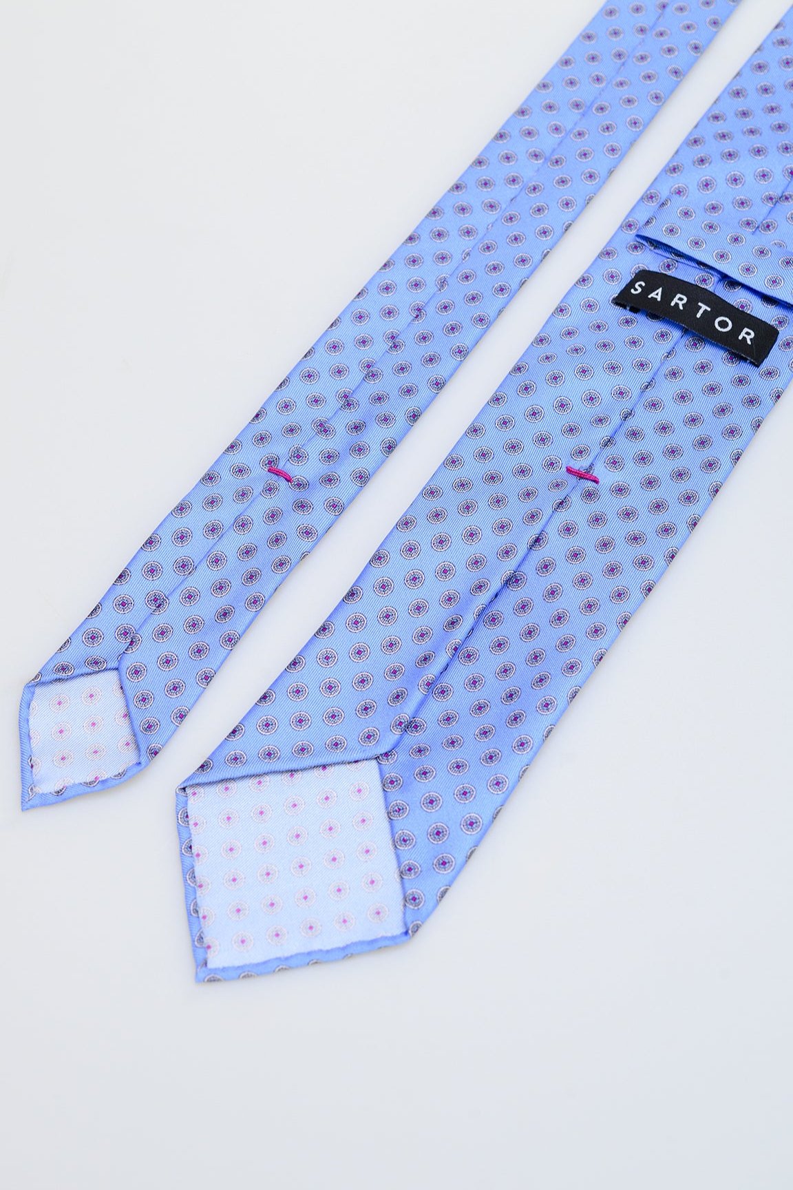 3fold light blue fancy silk tie