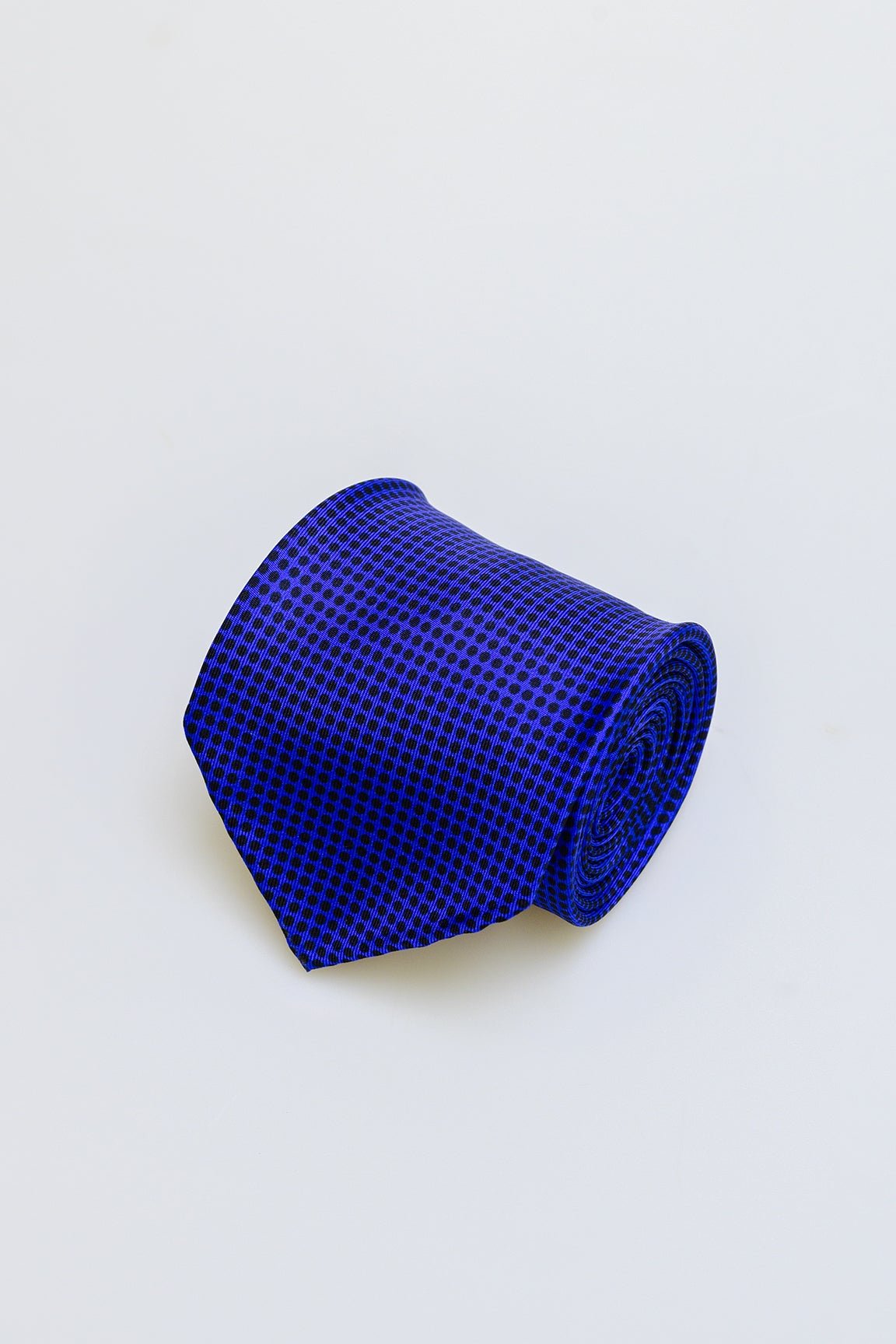 3fold blue black dots silk tie