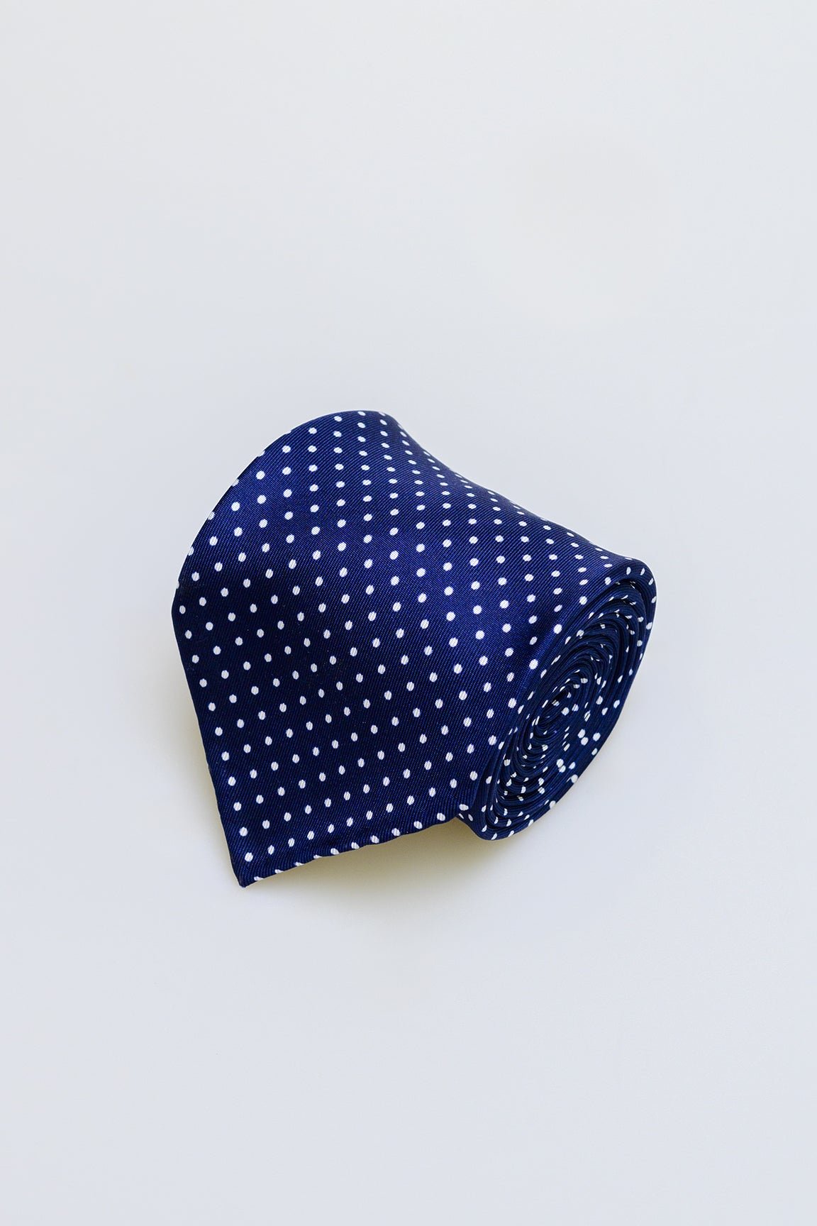 3fold blue white dots silk tie