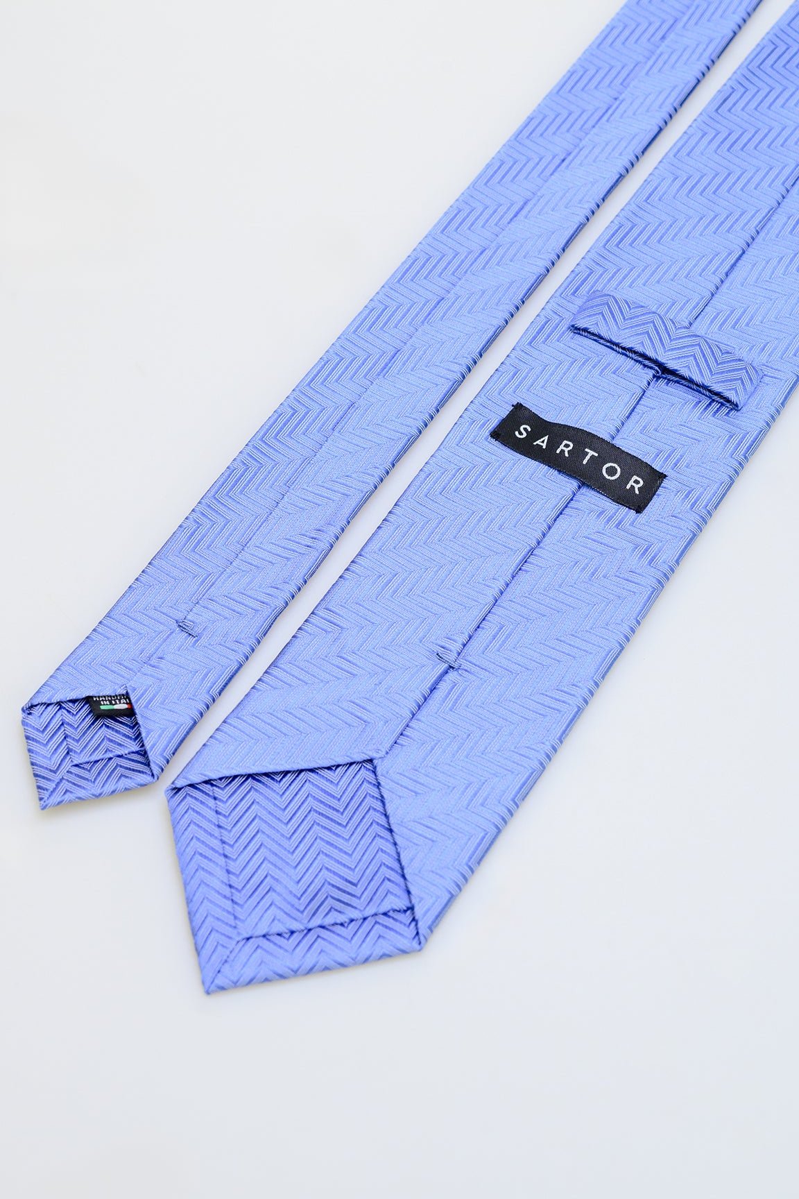 3fold light blue herringbone silk tie